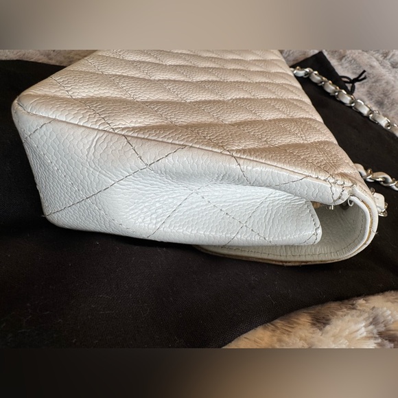 Chanel White ❄️ Caviar Leather East West Shoulder Bag - Picture 11 of 16
